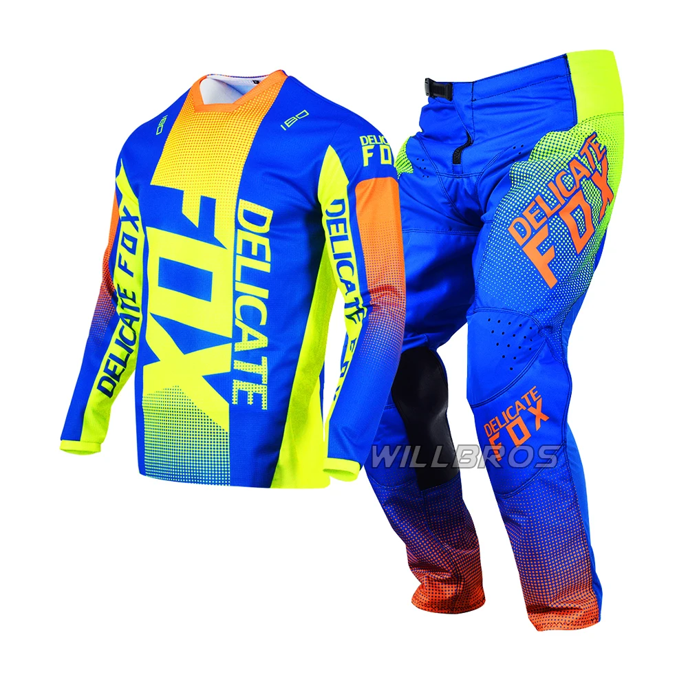 

Delicate Fox 180 Oktiv Jersey Pants Combo MX Outfit Mountain Bicycle Offroad Gear Set Enduro BMX Race Suit Green Kits For Men