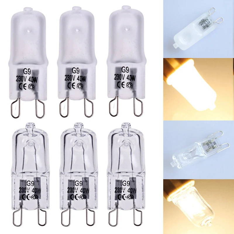 100 шт. 220-240V G9 40 Вт галогенная капсулы матовая прозрачная запасная часть