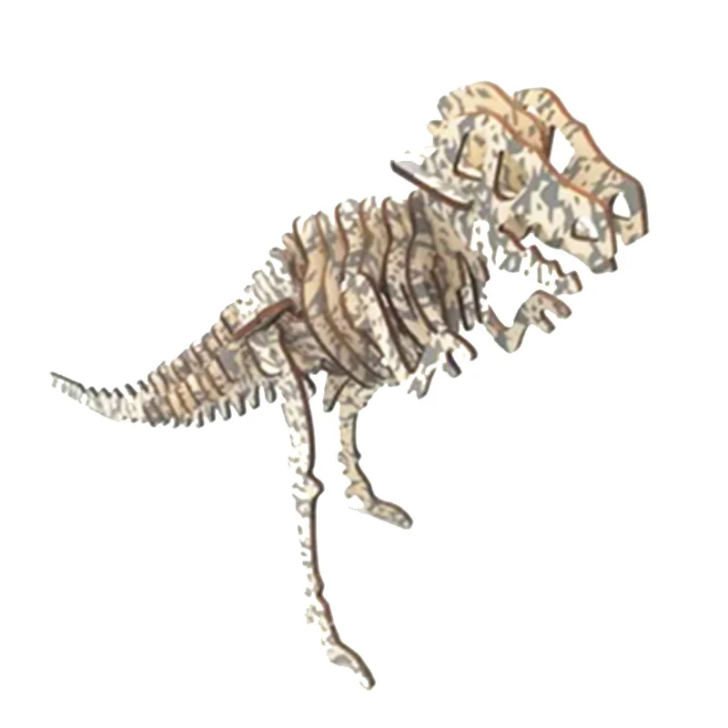 Деревянные лазерные 3D головоломки детей вручную собранные деревянные динозавры