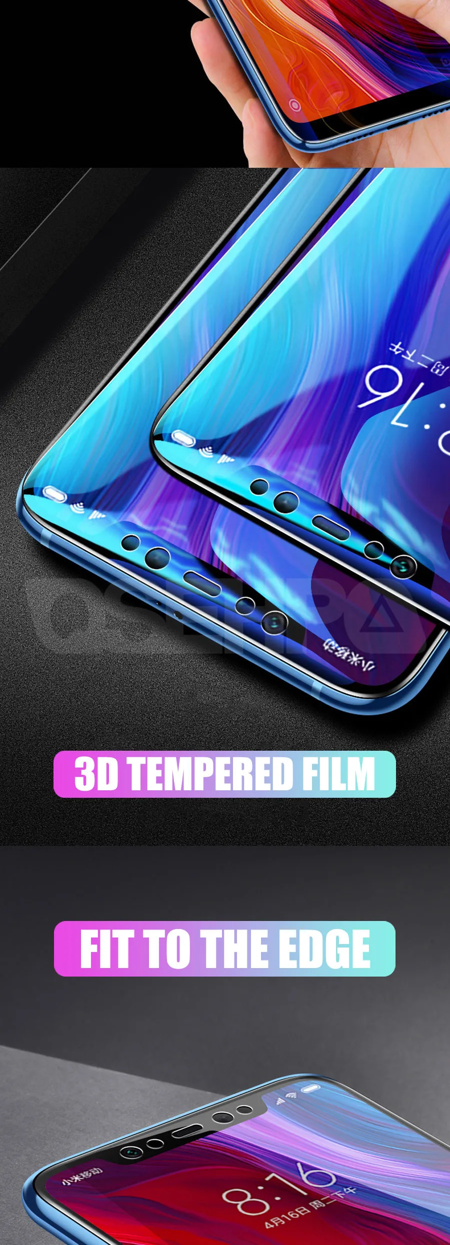 9D закаленное стекло на Xiaomi mi 8 9 SE A1 A2 Lite mi Max 3 2 Note 3 Pocophone F1 Защитная пленка для экрана