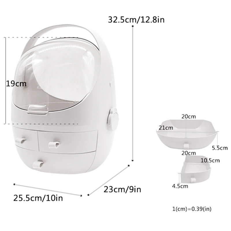 

Clamshell 3 Drawer Dressing Table Rounded Makeup Holder Storage Box White & 3D Frameless Wall Clock Stickers