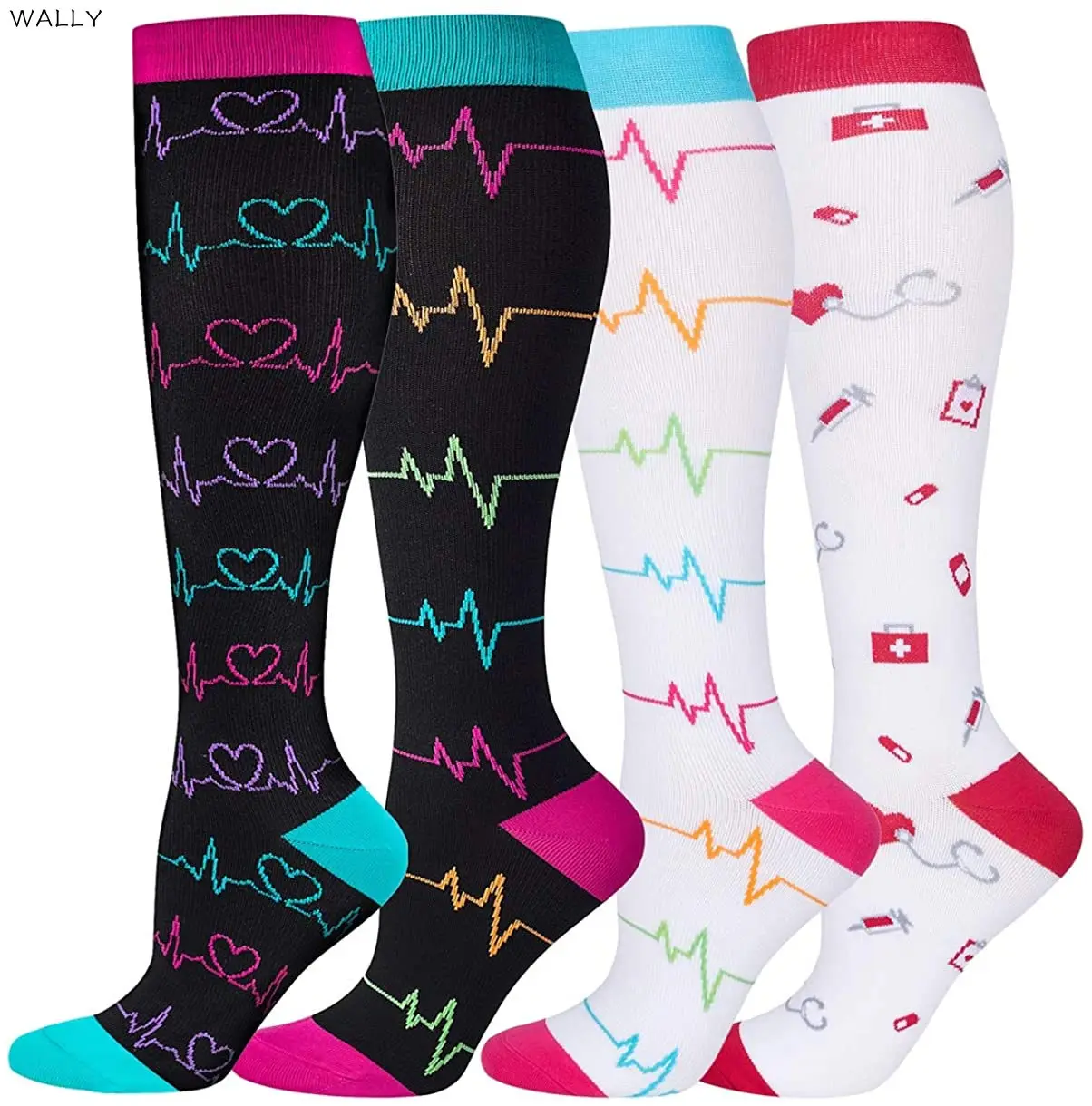 

48 Styles Compression Socks Marathon Running Sports Socks Men Women 30 Mmhg Knee High for Medical Edema Diabetes Varicose Veins