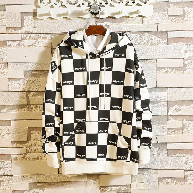 

Winter Men Plaid Sweatshirts Long Sleeve Hoodie Sweatshirt Tops Outwear Male Tops Shirt Fashion Casual Coats
