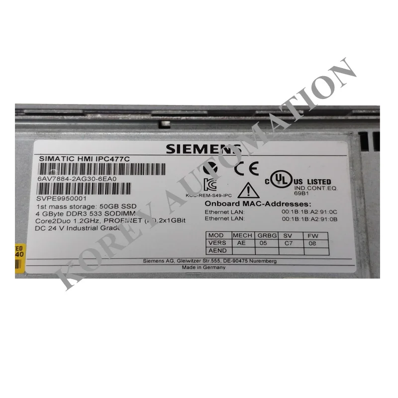 В наличии Siemens промышленный ПК SIMATIC HMI IPC477C 6AV7884-2AG30-6EA0 | Инструменты