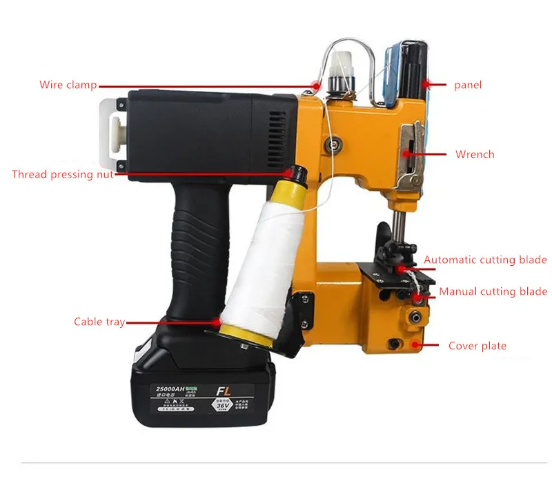 Электрическая швейная машина с зарядным литиевым аккумулятором GK-890D портативная