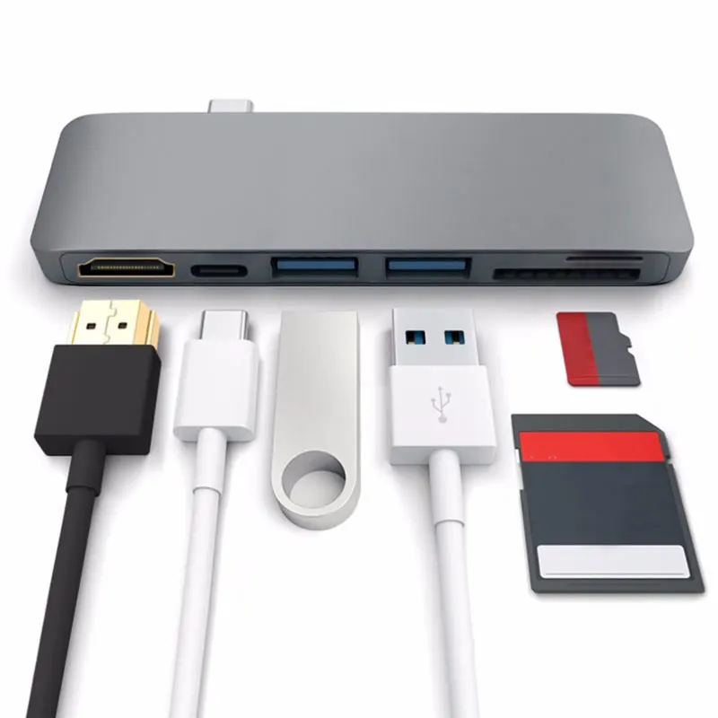 USB концентратор Mosible Thunderbolt 3 HDMI совместим с кардридером PD TF SD 0 док станция C для