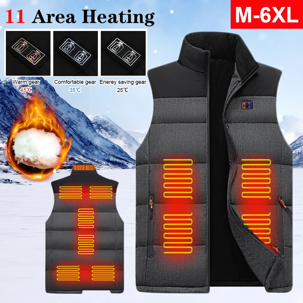 

11 Areas Heated Vest Zones Electric Heated Jackets Men Women Sportswear Heated Warm Clothes Coat USB Heating Jacket For Camping