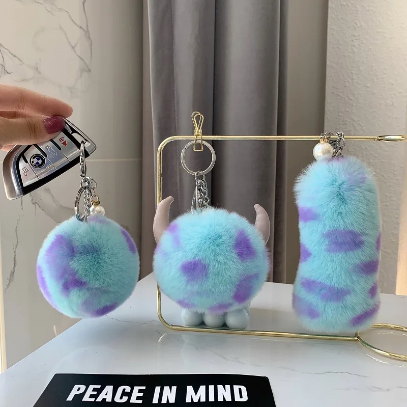 

Soft Real Rex Rabbit Fur keychain Natural Fur key ring Women Bag ornaments Pendant accessories Car Key Ring Metal Rings Gift