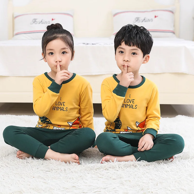 Детские пижамы комплект детской одежды детская одежда для сна с мультяшным