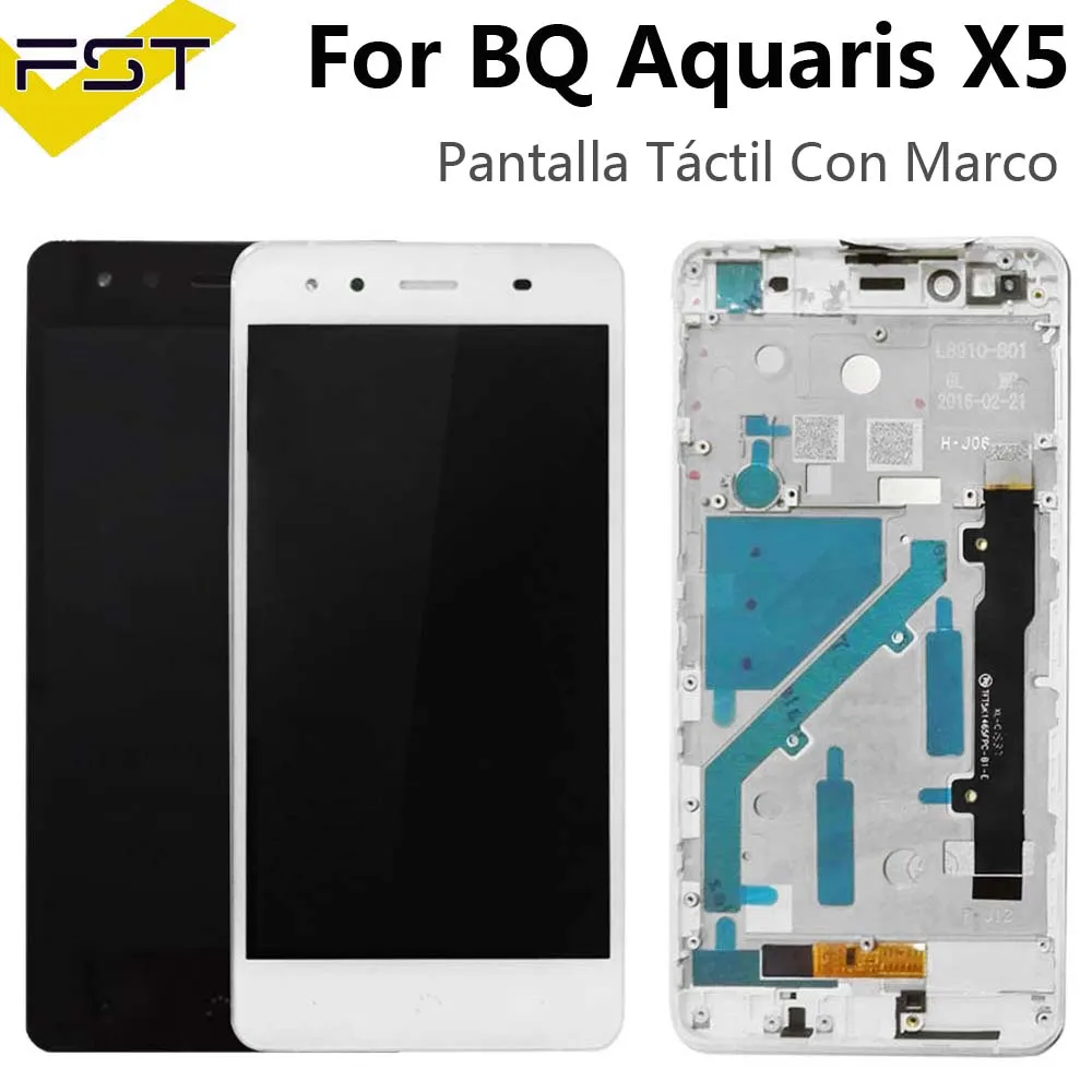 Черный/белый для BQ Aquaris X5 ЖК дисплей + сенсорный экран дигитайзер с рамкой