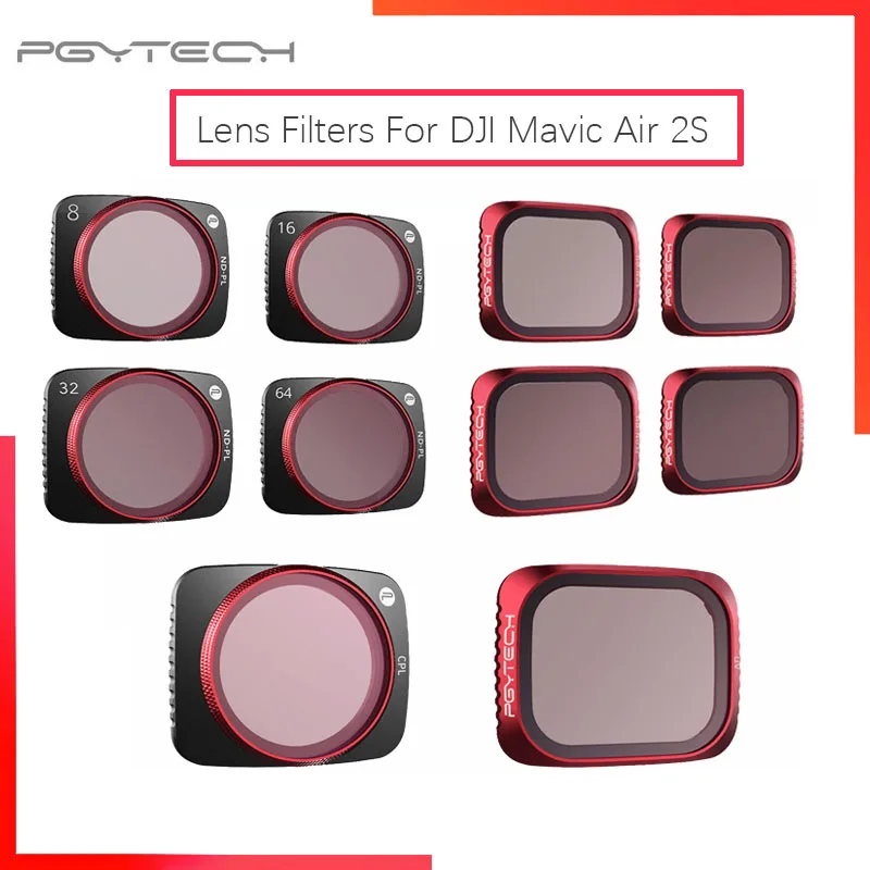 

PGYTECH For DJI Mavic Air 2S CPL/ UV/ ND8 16 32 64PL/VND Lens Filters Set Professional Filter Kit Air2S