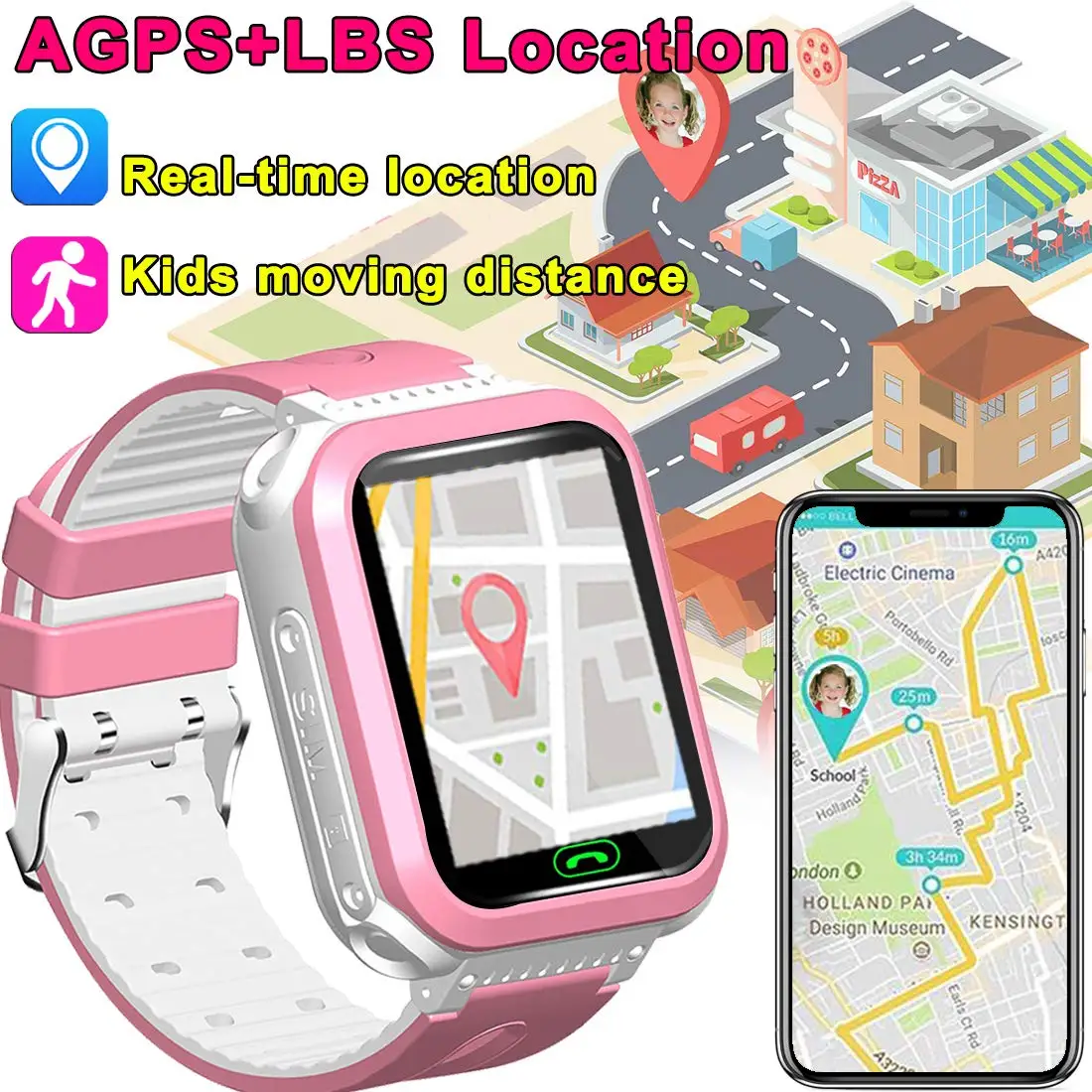 Детские Смарт-часы IP67 водонепроницаемые с GPS Wi-Fi камерой видеозвонками детские
