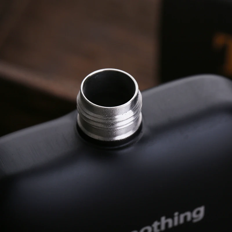 6 унций квадратная матовая черная металлическая плоская колба из нержавеющей