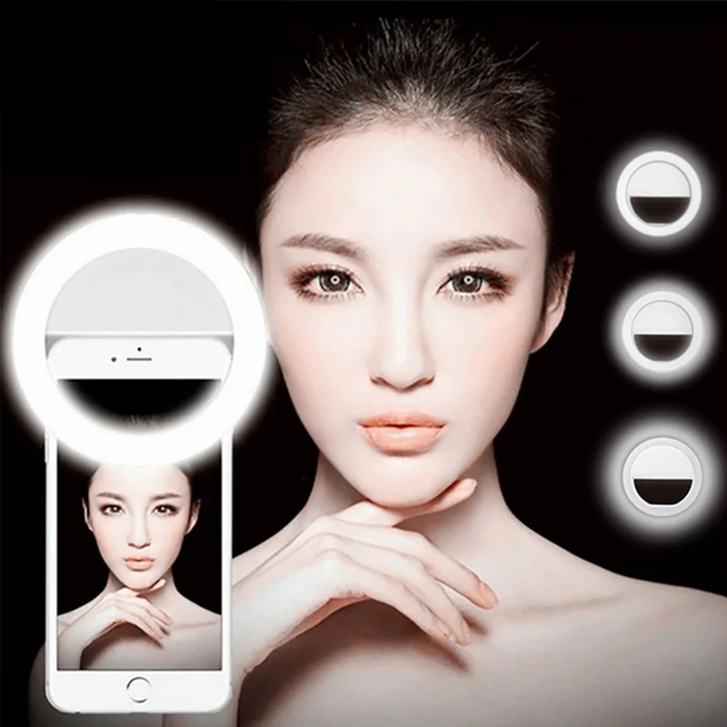 universal selfie lamp ring light para celular portable flash ring 36 leds luminous ring clip light for smart phone free global shipping