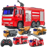 remote control fire truck toy model toys for boy rc engineering mixing crane water spouting birthday christmas gifts