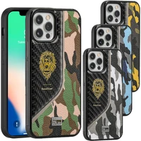 camouflage leather carbon fiber splicing case for iphone 13 12 pro max 11 galaxy s21 ultra gold gorilla grain armor back cover