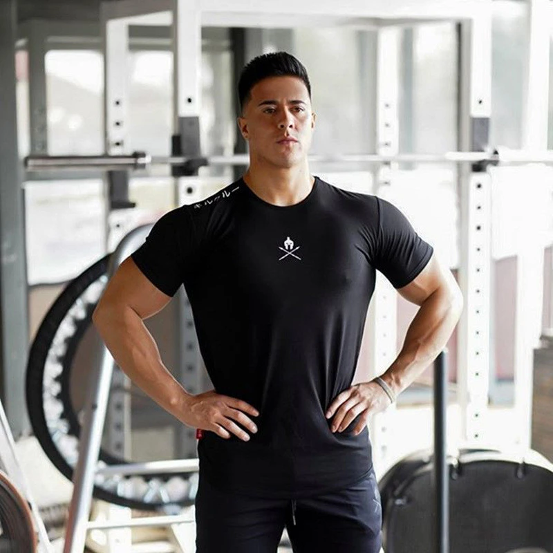 

Fashion Men T-shirt Jogger Sporting Skinny Tee Shirt Male Gyms Fitness Bodybuilding Workout Tops Clothing 2021