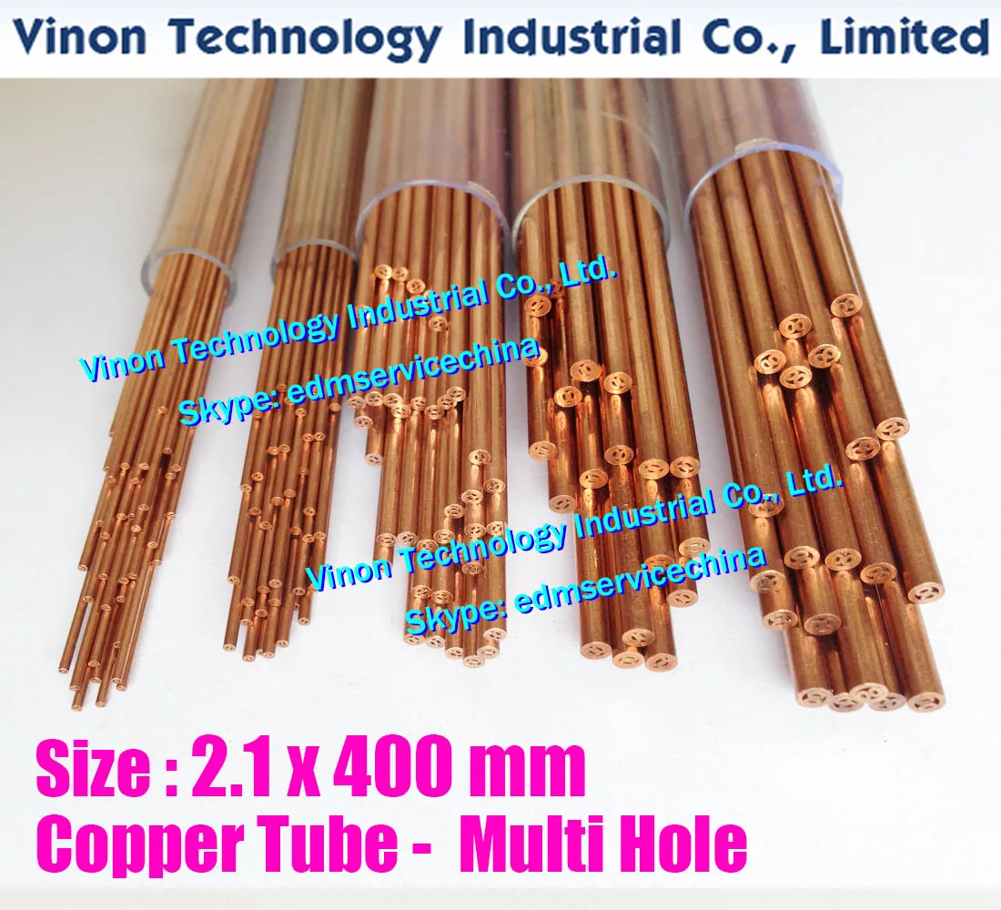 

(40PCS/LOT) 2.1x400mm Copper Tube Multihole, Copper EDM Tubing Electrode MultiChannel Dia. 2.1mm, 400mm Long for Superdrill EDM