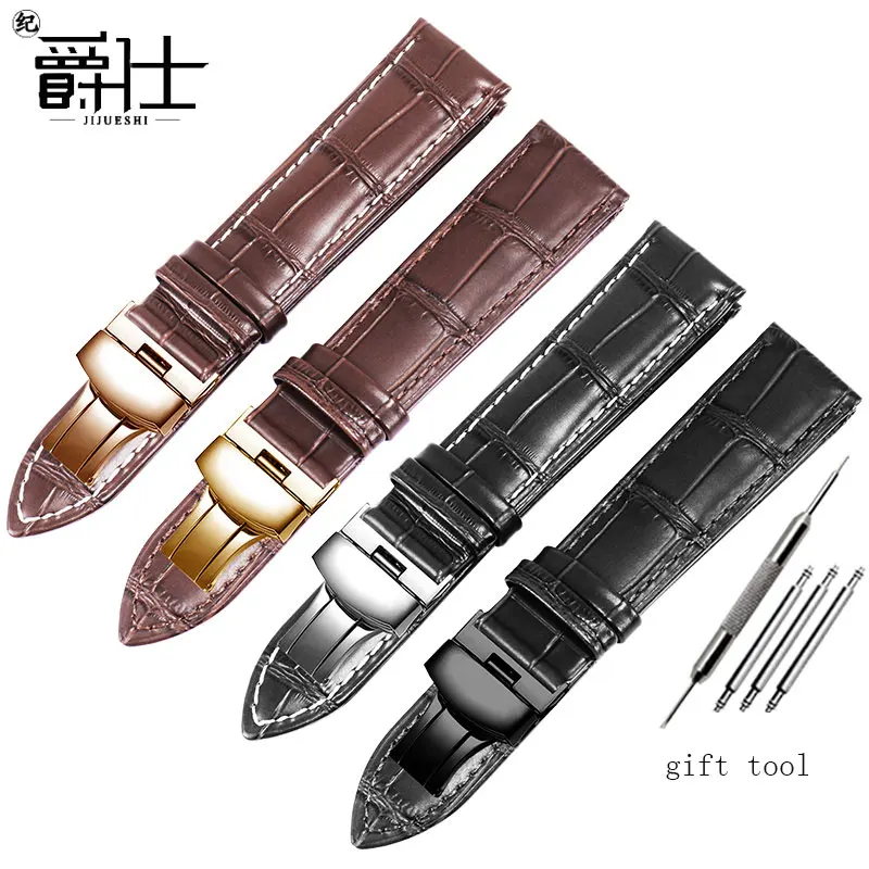 Качественный кожаный ремешок для часов черный коричневый браслет мужской