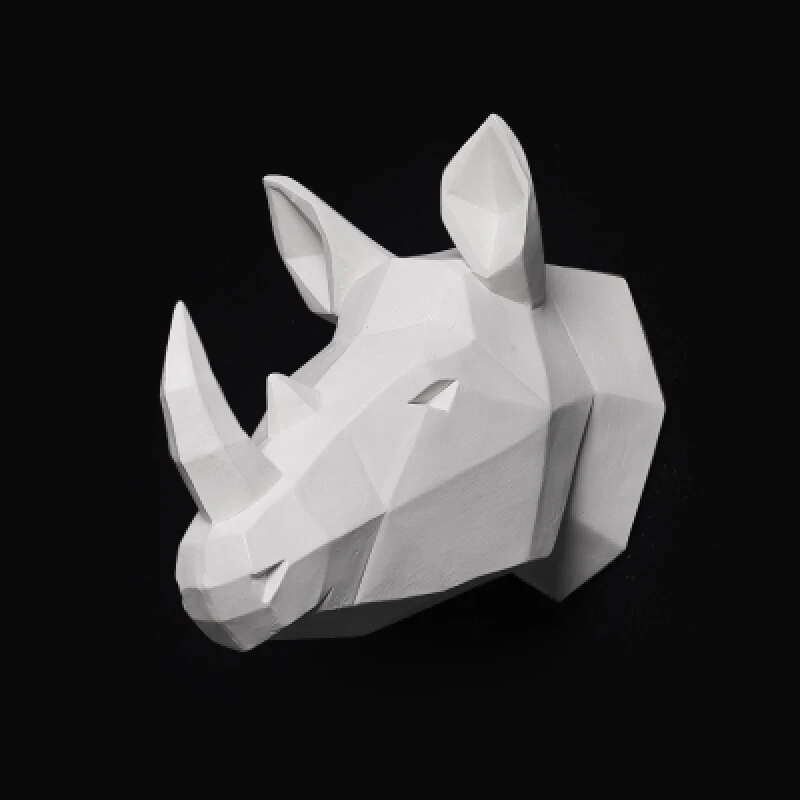 Геометрическая лошадка носорога голова Декор стены 3D животных скульптура