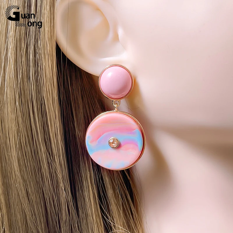 

GongLong Acrylic Geometric Long Earrings For Women Korean Fashion Round Dangle Drop Earring Girls Brincos Trend Jewelry Gift