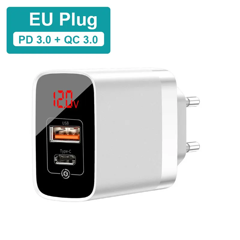 USB PD3.0 QC3.0 EU Baseus 18 Вт type C USB зарядное устройство для iPhone 11 Pro Max Quick Charge 3,0 PD3.0 быстрое зарядное устройство для телефона с FCP AFC для huawei samsung - Тип штекера: USB PD3.0 QC3.0 EU