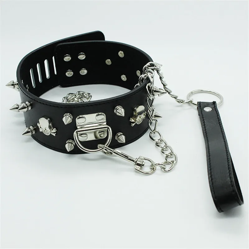 Кожаный ошейник с заклепками в стиле панк поводок-цепочка новые экзотические