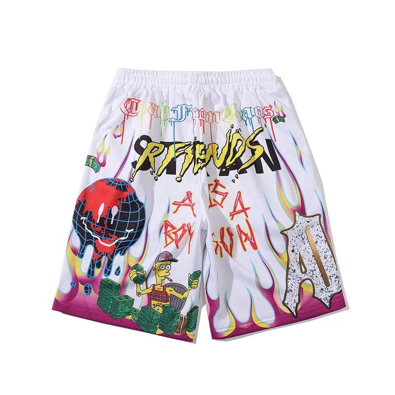

Mens Hip Hop Graffiti Shorts 2020 Summer Casual Brand Beach Shorts Streetwear Homber Funny Print Short Joggers WO102