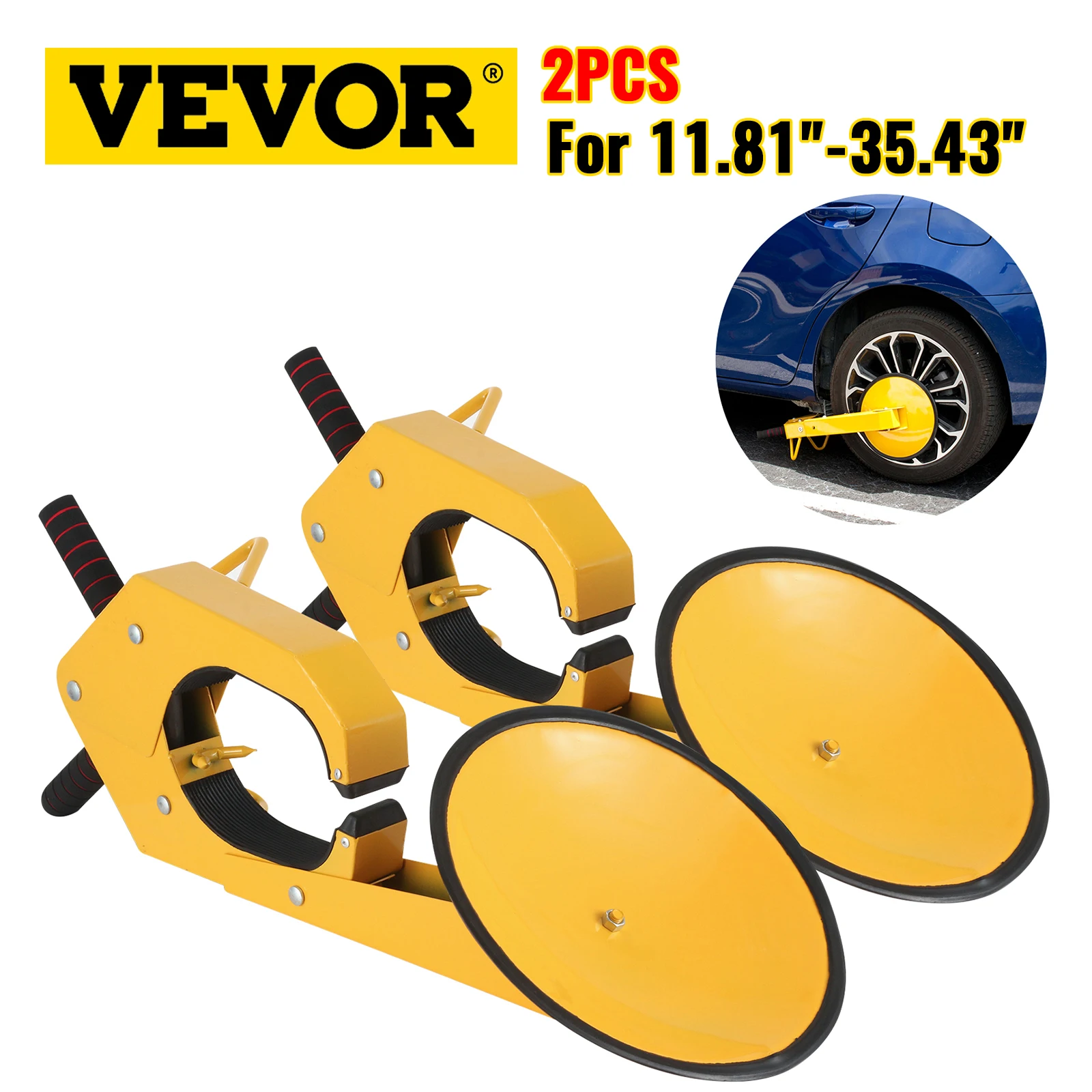 

VEVOR 2PCS Heavy Duty Anti-Theft Wheel Locks Auto Car Theft Lock With 4 Keys 2 Cranks Suit for Tire Diameter 11.81-35.43 Inch