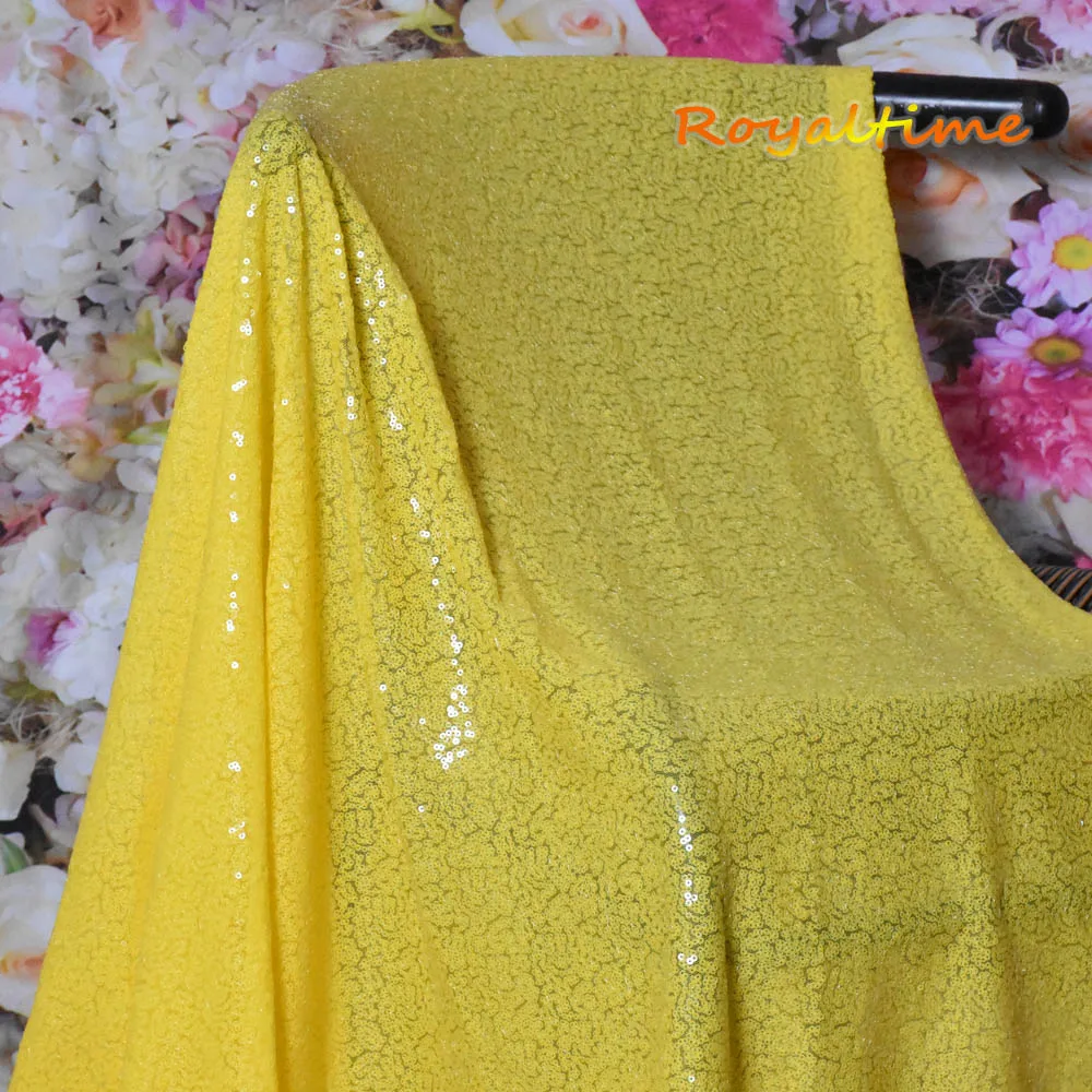 Royaltime блестящая неоновая желтая ткань на ярд двусторонний стрейч вышитая сетка