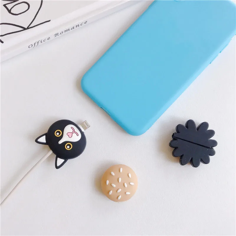 Смешной цветок зарядный кабель Защитная крышка для мобильного телефона USB Смарт