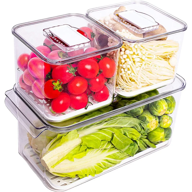 

Saver контейнеры для холодильника, Еда/фрукты/овощи корзины для хранения, Штабелируемый холодильник органайзер для морозилки с Вентилируемые...