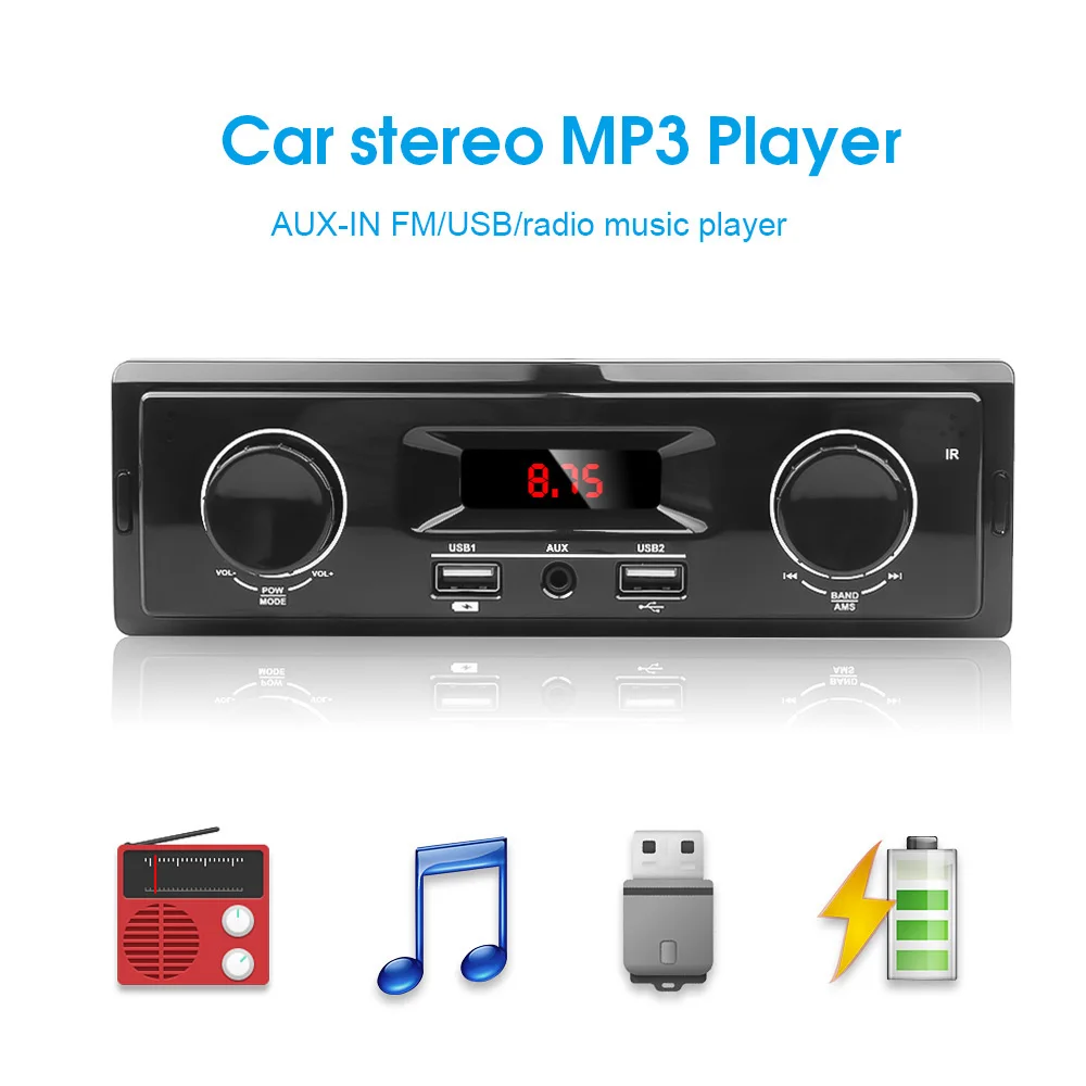 Автомагнитола 1din 1 Din Автомобильный mp3 музыкальный fm-радио Aux USB телефон зарядка