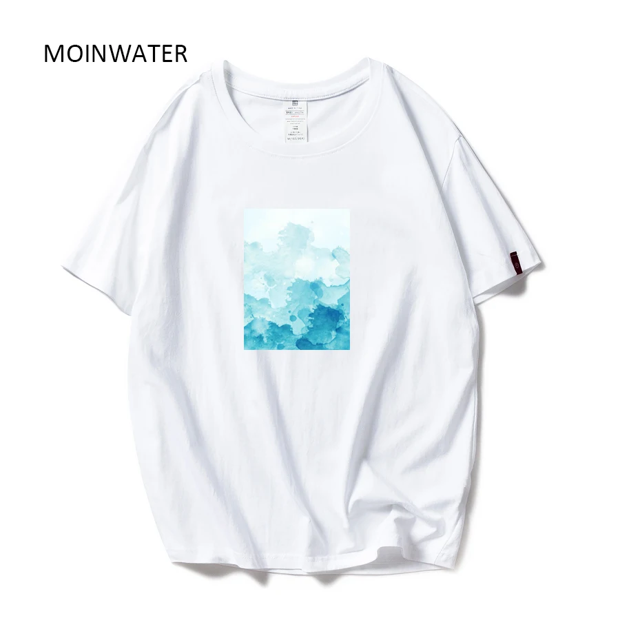 

Женская футболка с геометрическим принтом MOINWATER, Повседневная футболка из 100% хлопка с коротким рукавом, MT20061, 2020