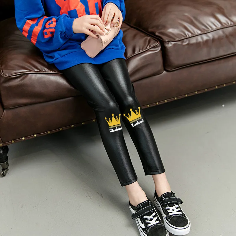 

24M-15Y детской одежды на весну и осень для девочек, кожаные штаны для девочек детские штаны с узором штаны Водонепроницаемый верхняя одежда дл...