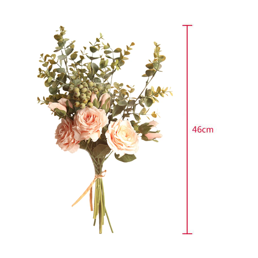 

Silk Rose Artificial Flowers Bunch in Vase Bouquet Wedding Home Party Decor
