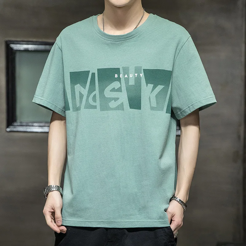 

2021 Short Sleeve T Shirt Men's Breathable Cotton Summer Men's Korean Style for Youth Half-sleeved Fashion Men T-shirts