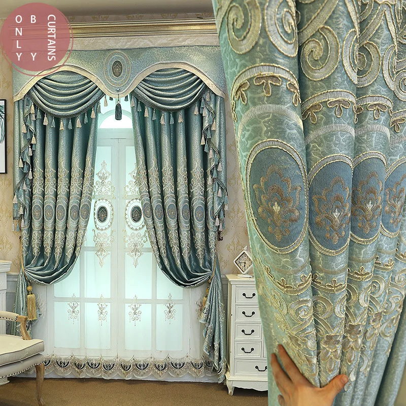 

Modern European Atmospheric Curtains for Living Room Villa Bedroom Floor-to-ceiling Window Blackout Curtains Customization