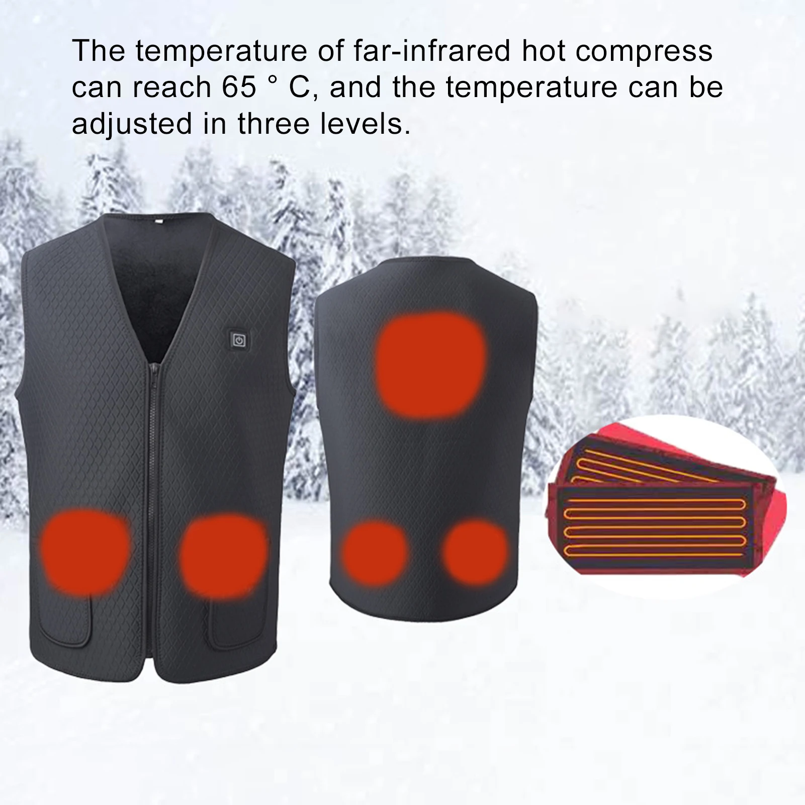 Men Women Winter Electric Heating Vest USB Infrared Jacket Thermal Waistcoat Self-Heating Cloth Elderly Fishing Outdoor Clothes