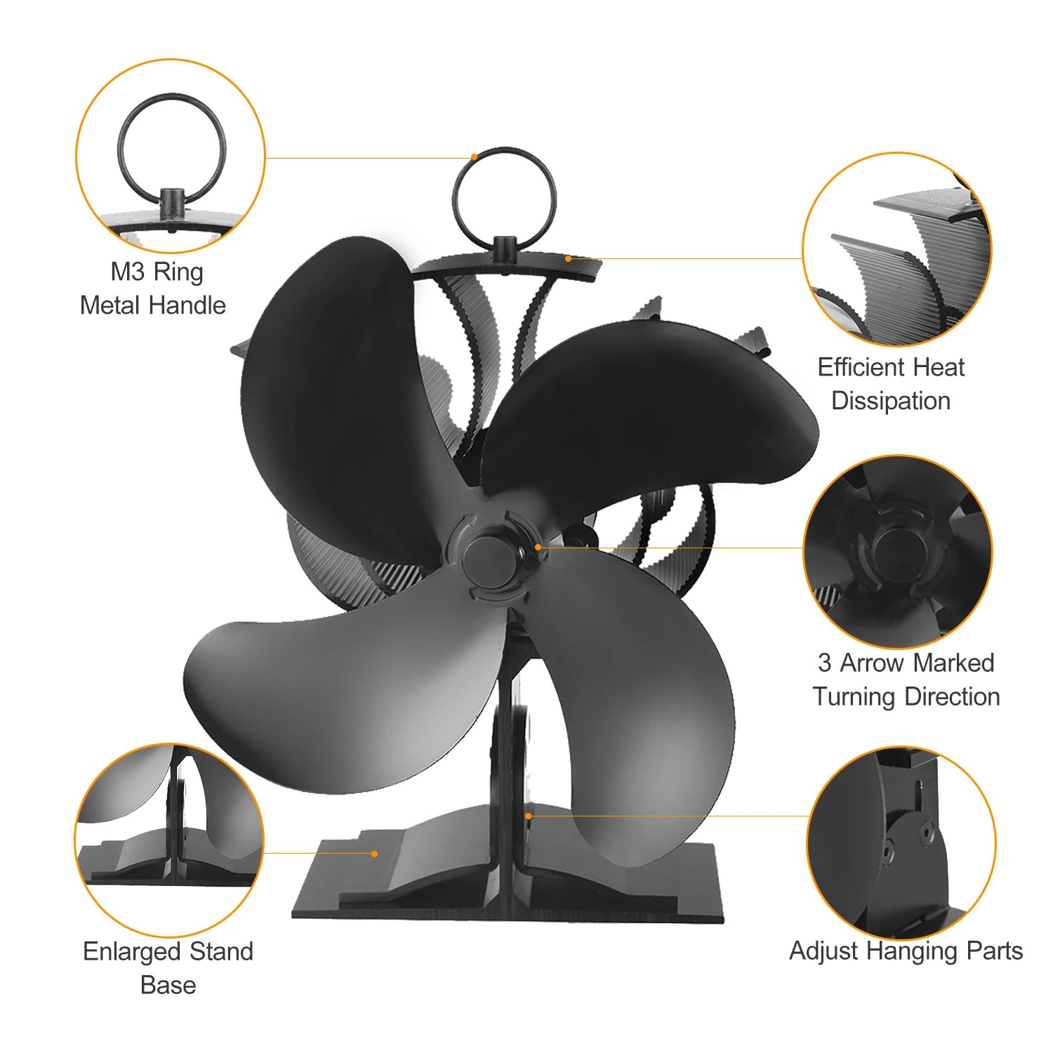 Подвесная двухсторонняя подставка для камина 4 лезвия ZJ-9 быстрой запуск |