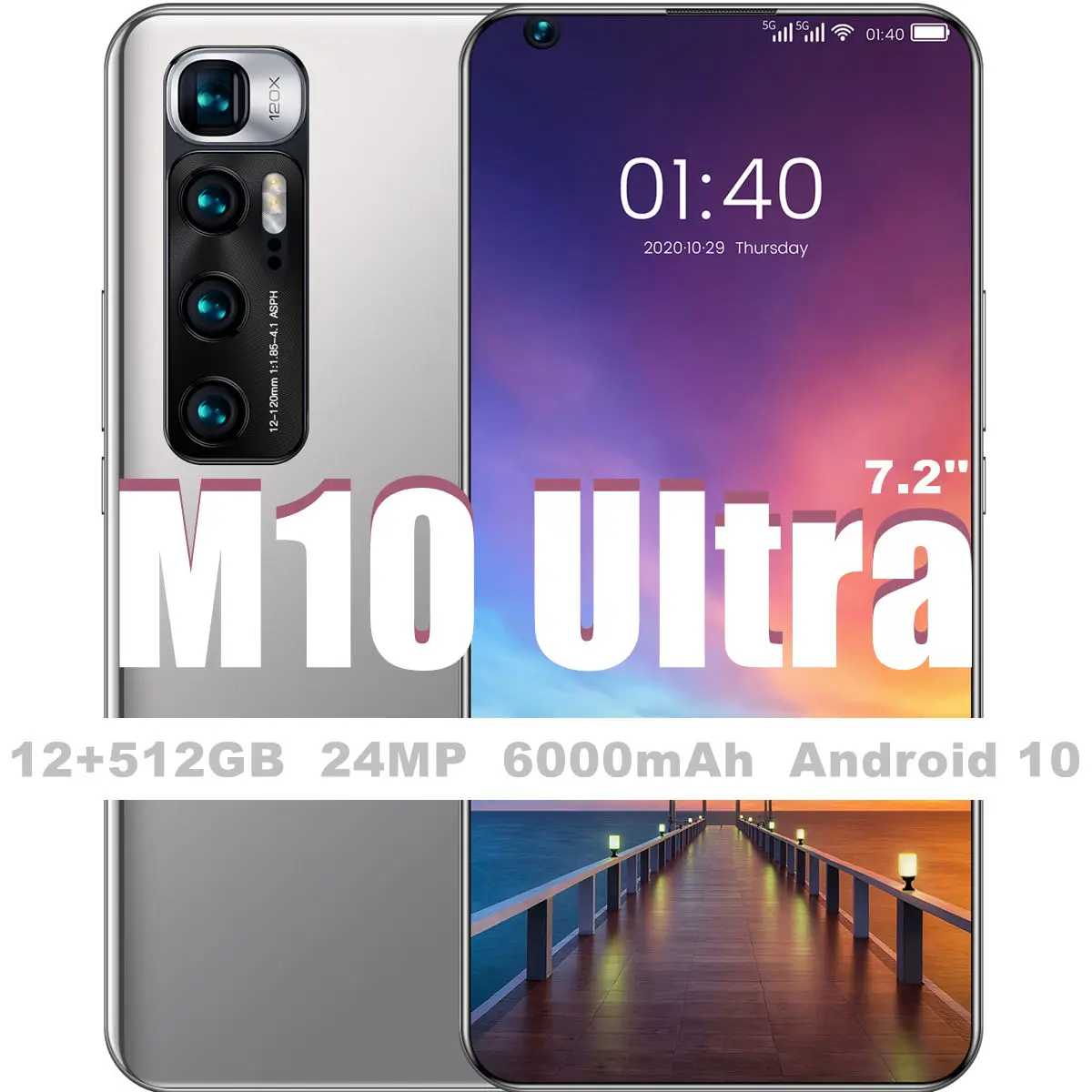 

Genuine M10 Ultra 12GB 512GB Smartphone 7.3'' Android 10 24MP Camera 4G LTE Mobile Phone 8 Cores Dual SIM Card Global Cellphone