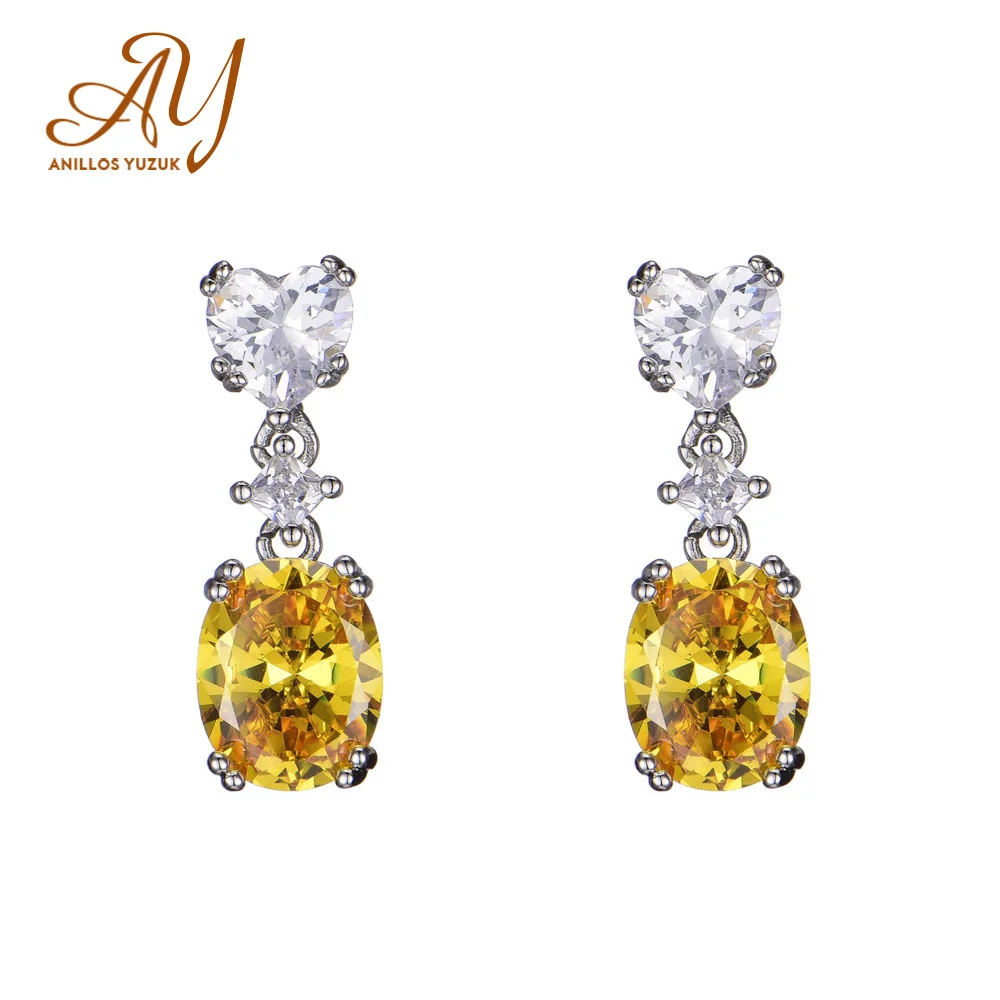 

Anillos Yuzuk New Design Luxury Gemstone Wedding Engagement Drop Earrings For Women Sterling Silver New Jewlery Earrings