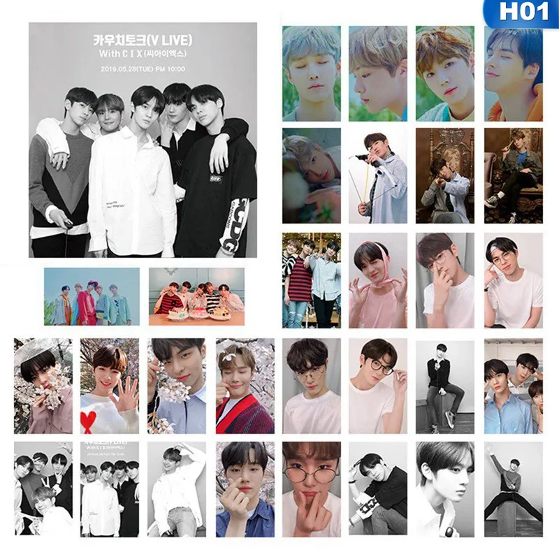 

Kpop CIX HELLO Chapter 1 Stranger Photocard Stickers Jin Young Photo Stikcy Card BX 30pcs Card postcard greeting card LOMO card