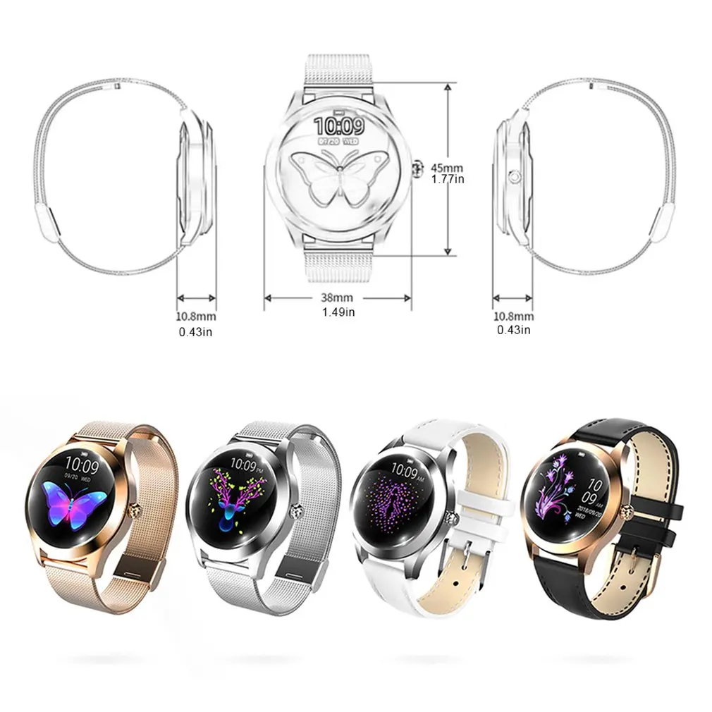 

IP68 Waterproof Smart Watch Women Lovely Bracelet Heart Rate Monitor Sleep Monitoring Smartwatch Connect IOS Android KW10 band