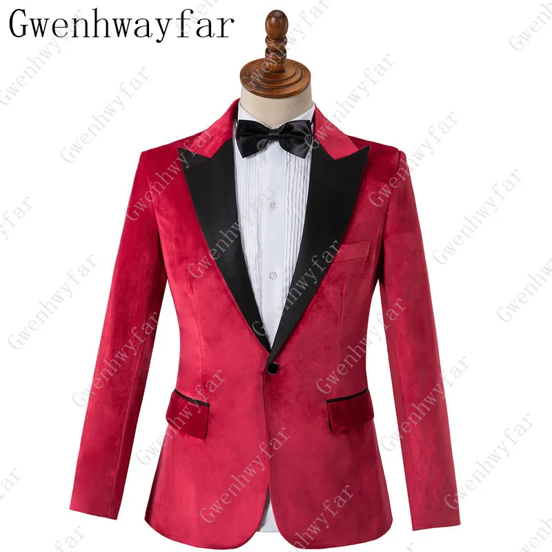 Мужские повседневные красные бархатные брюки свадебный смокинг для жениха