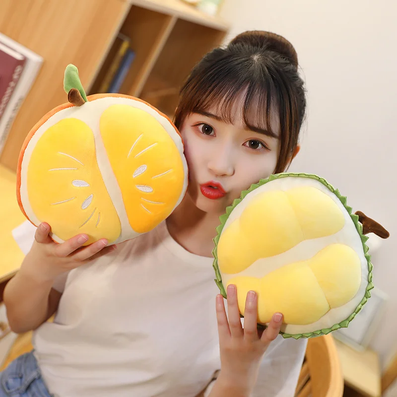 New 20cm Nice Cartoon Fruit Durian Plush Toy Cute Simulation Vegetable Orange Pillow Dolls Stuffed Soft Toys For Children Gift durian fruit plush toy stuffed toy durian pillow cushion plush toys for home decoration sofa