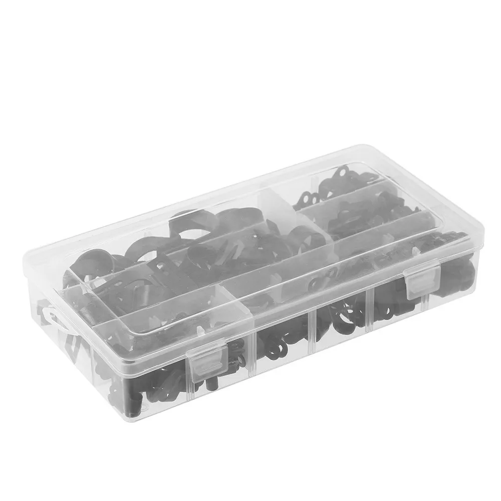 200pcs Nylon Wire Cable Clamp Car Audio Fastener Plastic Clips Hose Mount P Type Clamps Cord Clip Accessories | Обустройство дома