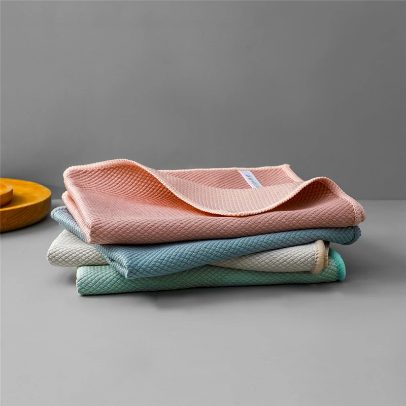 

Home Washing Dish Towel Fish Scale Wipe Cloth Efficient Fiber Polishing Kitchen Anti-Grease Wiping Rag Super Absorbent Cloth