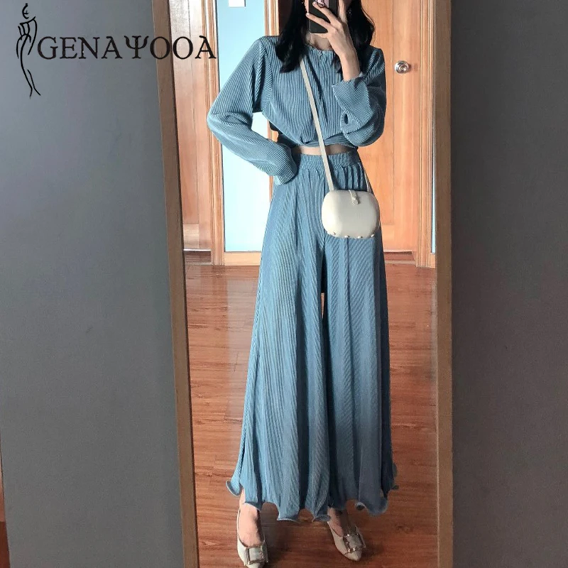 Комплект спортивной одежды Genayooa Женский однотонный повседневный комплект из