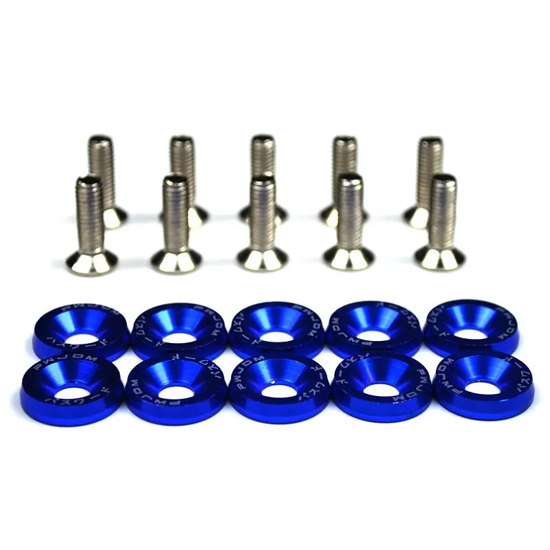 blue 10 шт. M6 JDM автомобиль модифицированные шестигранные крепежные детали крыло Омыватель бампер двигатель вогнутые винты автомобиль-Стайлинг - Color Name: blue